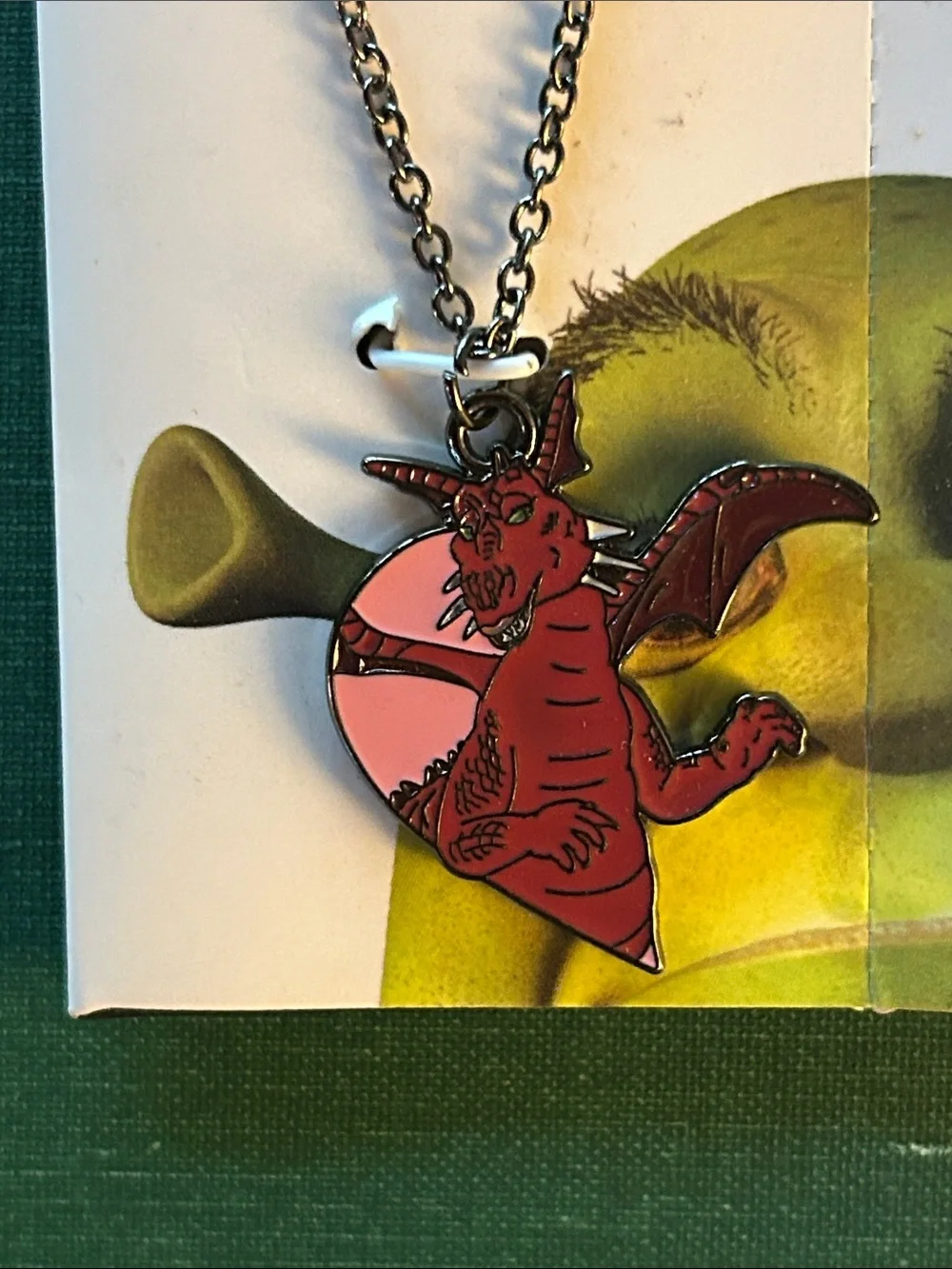 DreamWorks Shrek Pink Heart Donkey & Dragon Kids Necklace Set